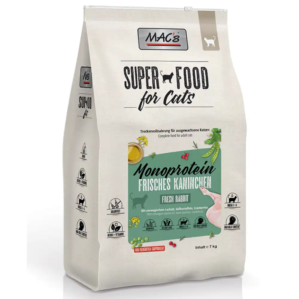 MAC's Superfood para gatos Adultos Monoproteína Conejo - 7 kg