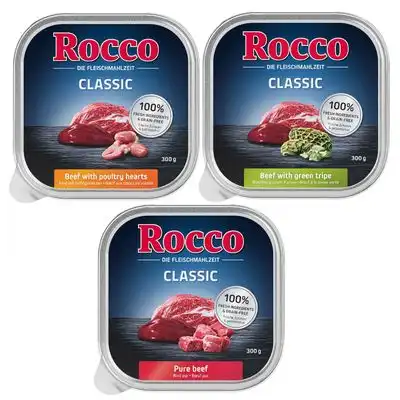 Rocco Classic en tarrinas 9 x 300 g - Pack mixto I: vacuno, vacuno con panza, vacuno con corazones de ave - Rocco - Comparador de precios
