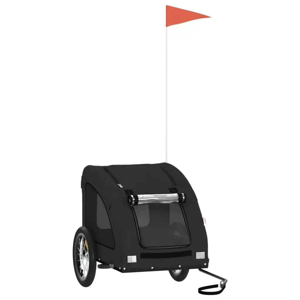 vidaXL Remolque de bicicleta mascotas hierro tela Oxford negro - VIDAXL - Comparador de precios