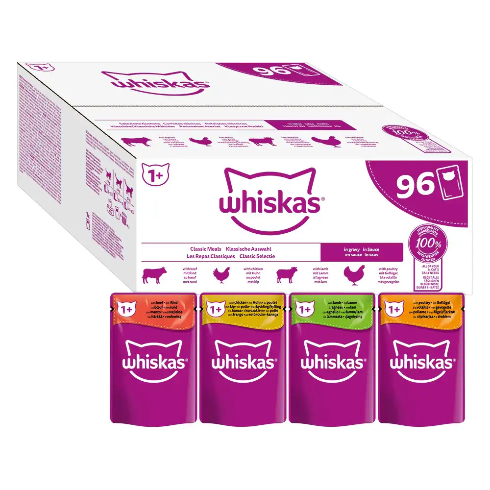 Whiskas 1+ años 96 x 85 en bolsitas - Selección clásica en salsa