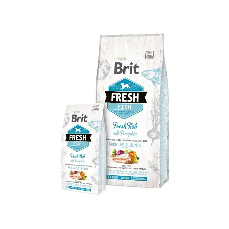 Brit fresh adult large muscles & Joints pescado y calabaza pienso para perros, Peso 12 Kg - Brit - Comparador de precios