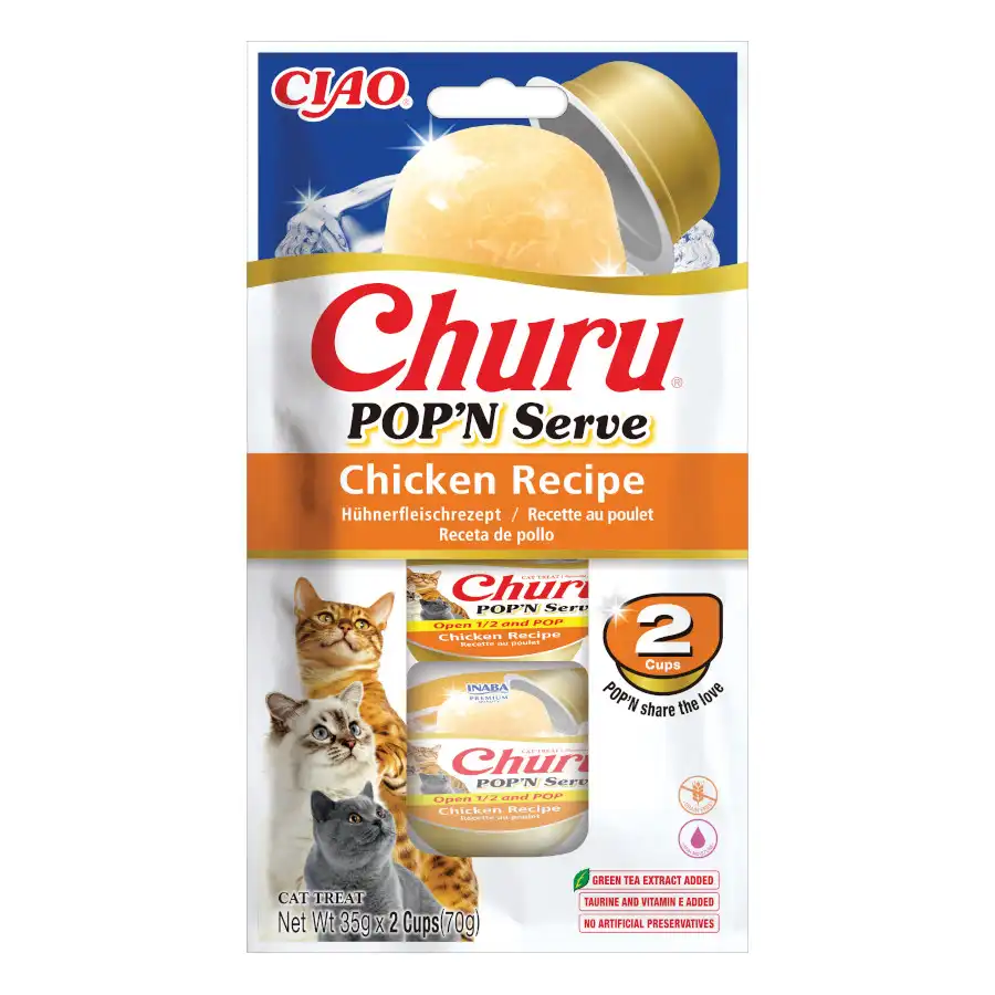 Churu Pop ' N Serve Snack Gelatina Pollo para gatos - 2 Tarrinas x 35 g - Churu - Comparador de precios