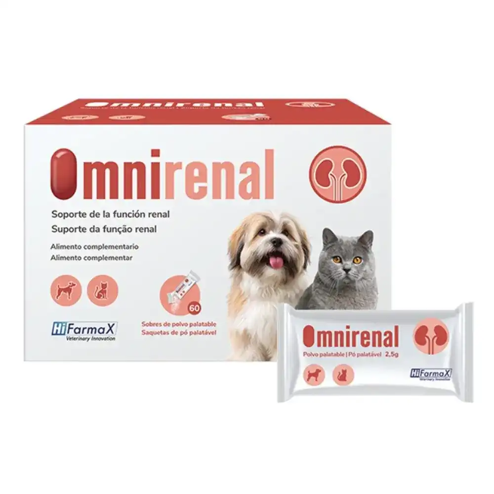Omnirenal 60 sobres de 2,5 g suplemento de apoyo a la función renal para perros y gatos Hifarmax - 60 - Hifarmax - Comparador de precios