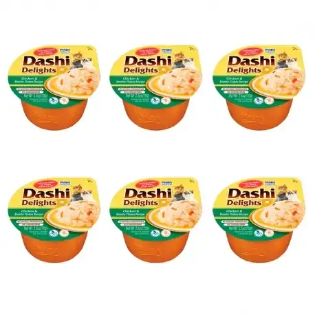 Churu Dashi Delights Comida Húmeda en Caldo con Pollo y Bonito, 6x70 gr - Churu - Comparador de precios