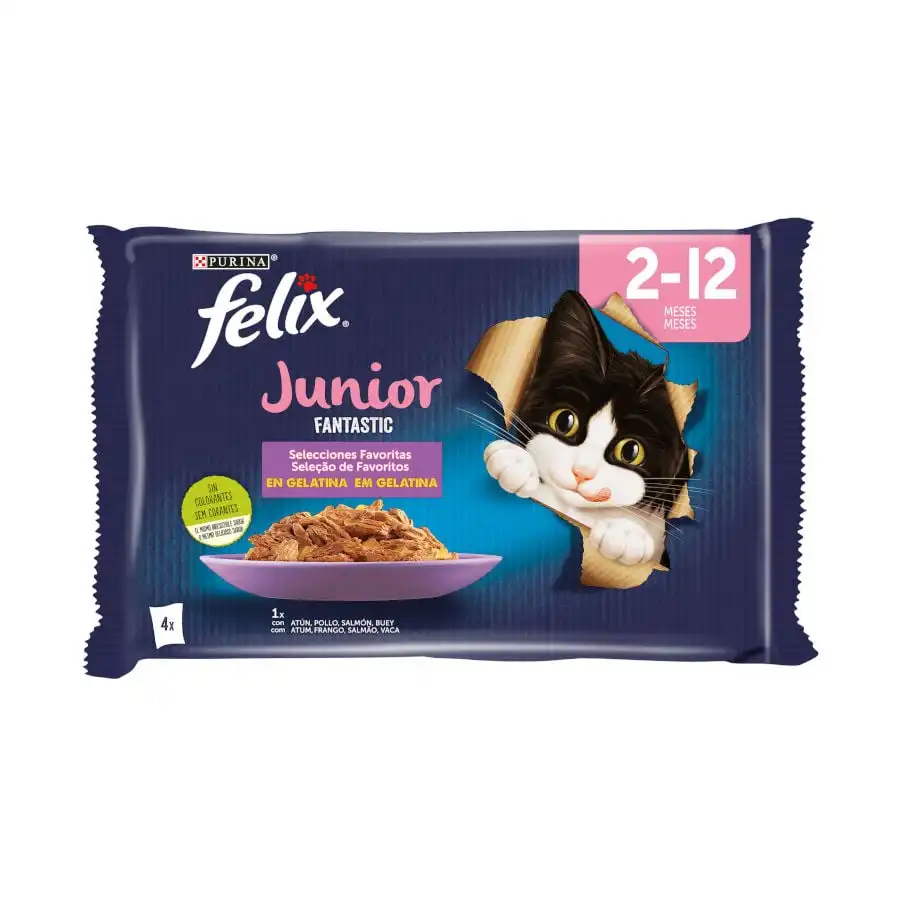 Felix Junior Fantastic Carne y Pescado en Gelatina sobre - Multipack