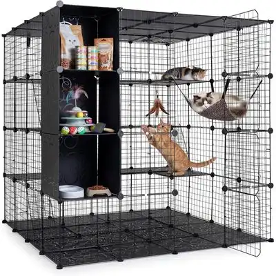GIANTEX Jaula para Gatos Metálico de 3/4 Niveles con Hamaca, 144x144x142cm - 1 Jaula para Gatos - Giantex - Comparador de precios