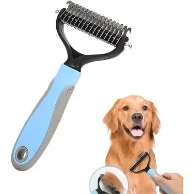 Pawffee Peine azul para el aseo: doble hoja para perros/gatos de pelo largo - 1 pieza - Pawffee - Comparador de precios
