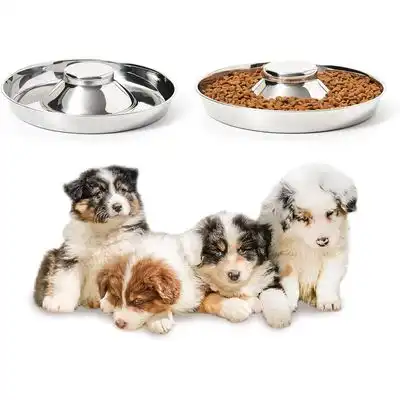UAMLY Comedero de acero inoxidable de alimentación lenta para perros - 1 artículo, 26x26x3,1 cm - Uamly - Comparador de precios