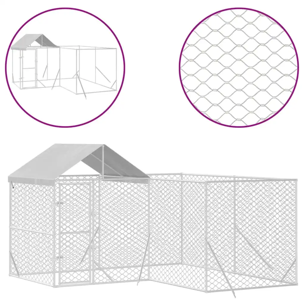 vidaXL Perrera de exterior con techo acero galvanizado plata 10x8x2,5m - VIDAXL - Comparador de precios