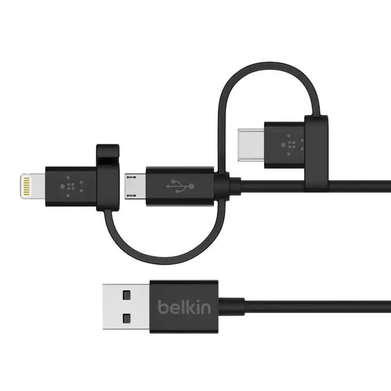 Belkin F8J050bt04-BLK Cable Adaptador Micro-USB/Lightning/USB-C 1.2m Negro