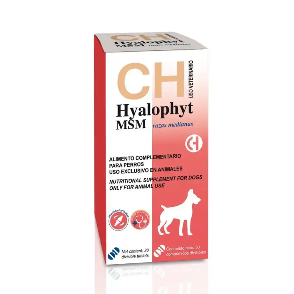 Chemical Ibérica Hyalophyt MSM Condroprotector para perros medianos - 30 comprimidos - CHEMICAL IBÉRICA - Comparador de precios
