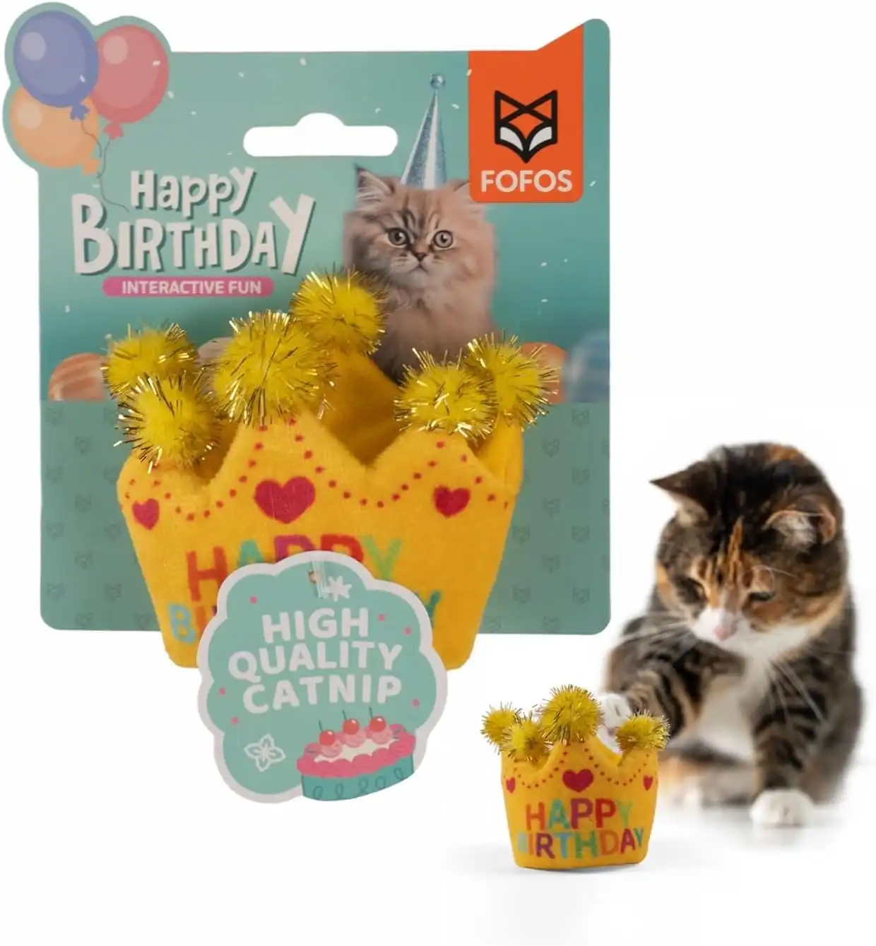 Fofos Peluche corona cumpleaños para gatos - 7 cm x 4,5 cm x 10 cm - Fofos - Comparador de precios