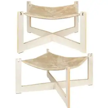 Hamaca Para Gato Estable, Cómoda Y Reversible 56x56x35 Cm. Estructura Cama De Madera Gatos, Cachorros, Perros Pequeños Hasta 6 Kgs.