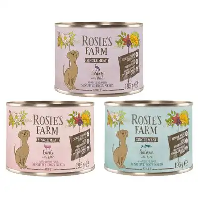 Rosie's Farm Single Meat Adult 6 x 195 g - Pack Mixto (pavo y arroz, cordero y arroz, pescado y arroz) - Rosies Farm - Comparador de precios