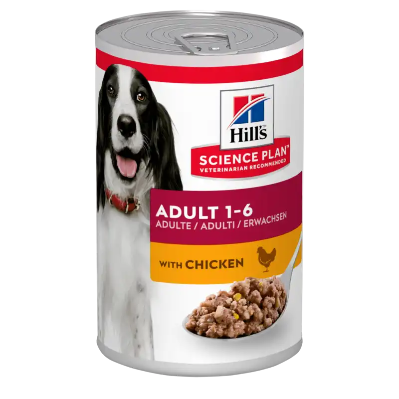 Hills Science Plan Adult de pollo pack latas para perros, Peso 1 x 12 latas 370gr