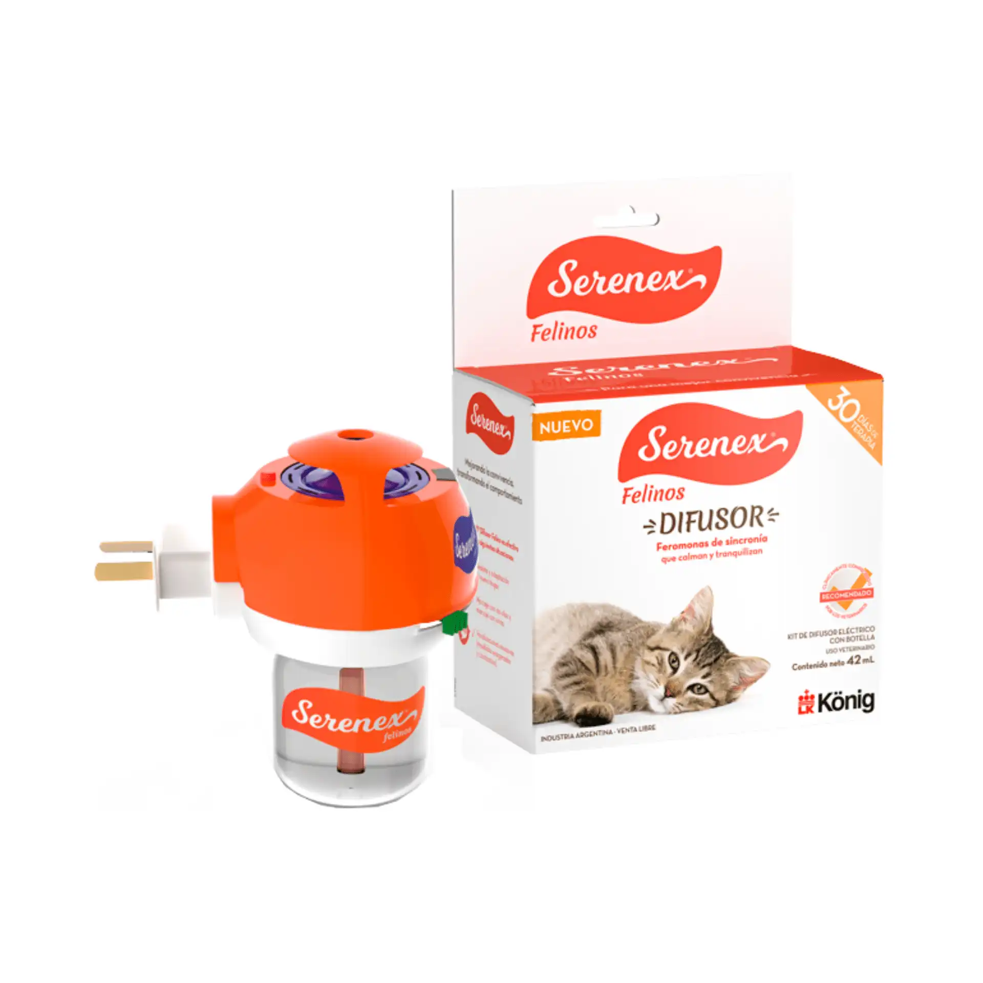 Konig Serenex Difusor Con Feromonas Suplemento para gatos - 42 ml - König - Comparador de precios