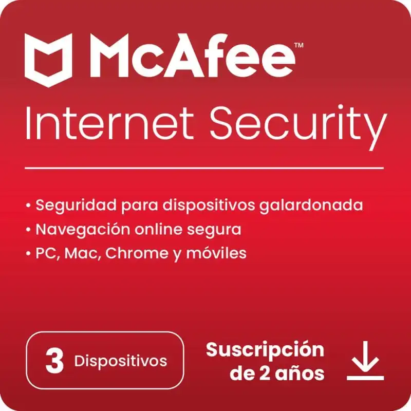 McAfee Internet Security 3 Dispositivos 2 Años Licencia Digital