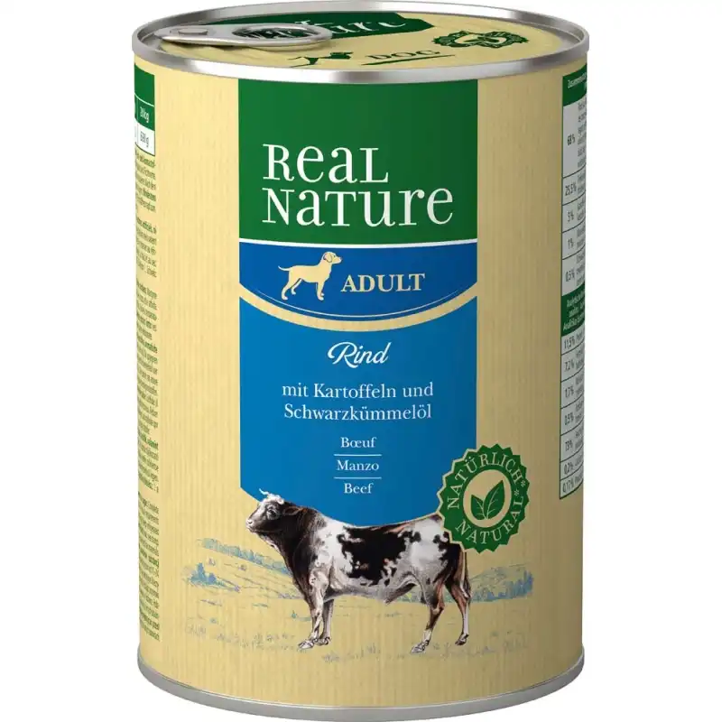 Real Nature Classic Latas Para Perros Adultos Ternera, Unidades 1 x 6 Latas 400 gr - Real Nature - Comparador de precios
