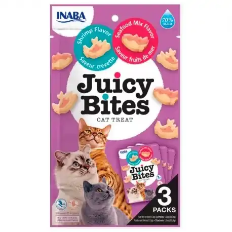 Churu Juicy Bites Snack para Gatos Premios de Gamba y Marisco, 3 x 11 gr - Churu - Comparador de precios