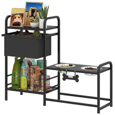 PawHut Comedero Perro Elevado 89.5x27x74 cm Negro - 1 Article - PawHut - Comparador de precios