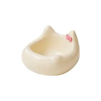 UAMLY Cuenco de cerámica para gatos - Diseño de cabeza de gato con lazo - blanco - Uamly - Comparador de precios