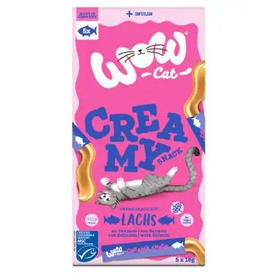 Wow Cat Creamy Snack - Salmón (5 x 16 g) - WOW Cat - Comparador de precios