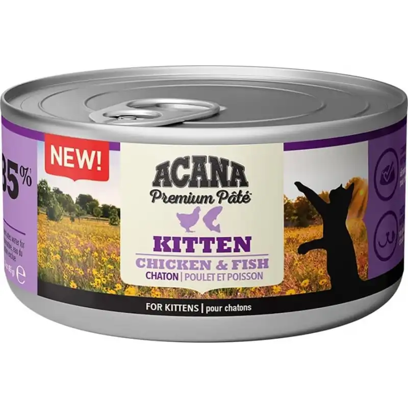 Acana Pack De Latas Pollo y Pescado Para Gatitos Kitten, Peso 1 x 24 latas 85 gr - Acana - Comparador de precios