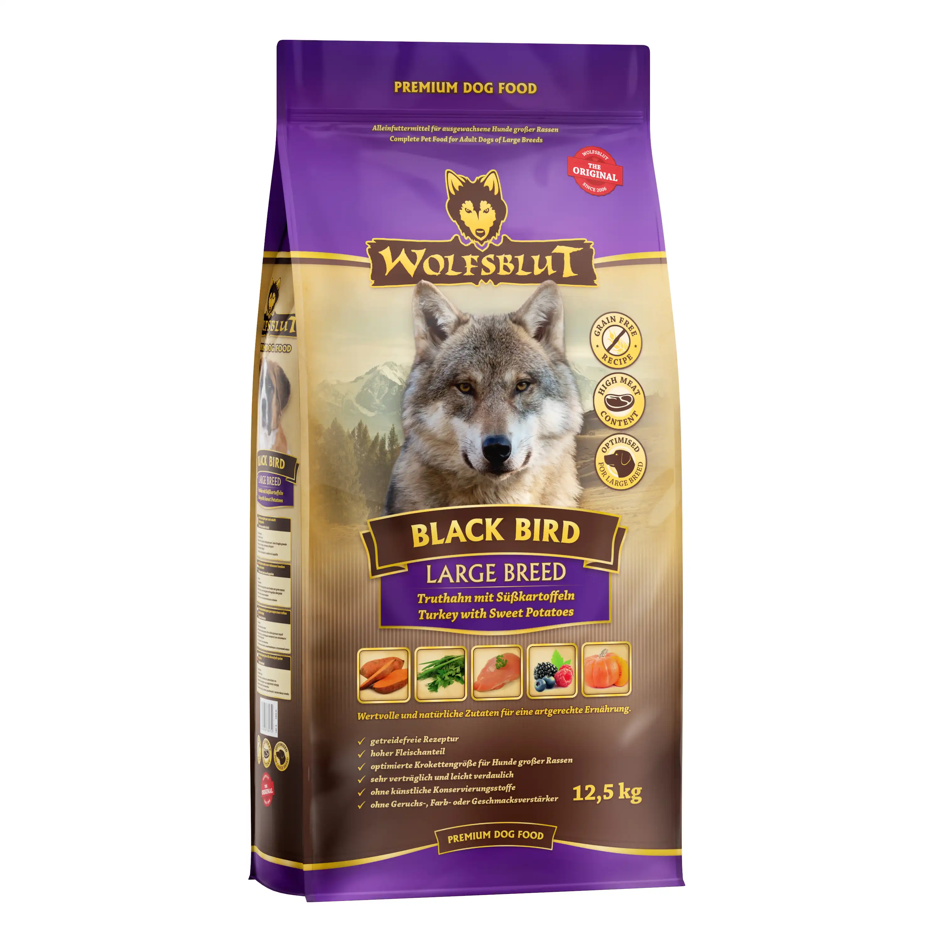 Black Bird Large Breed - pavo con boniatos - Wolfsblut - Comparador de precios