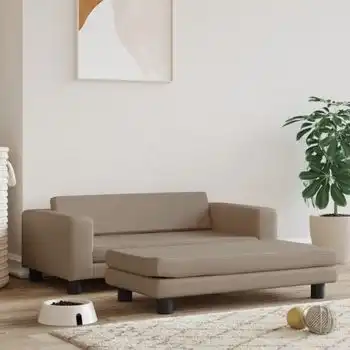 Cama De Perros Extensión Cuero Sintético Capuchino 100x50x30 Cm