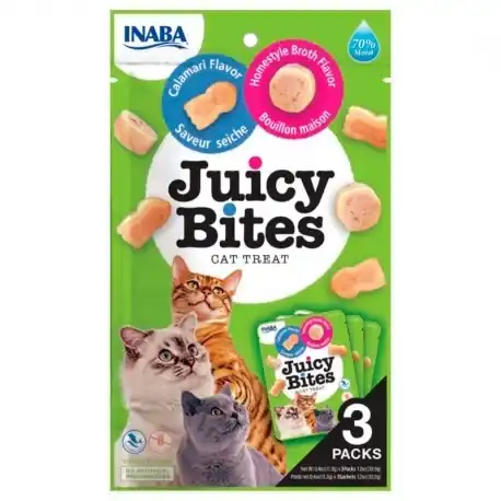Churu Juicy Bites Snack para Gatos Premios de Calamar y Caldo, 3 x 11 gr - Churu - Comparador de precios