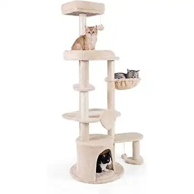 GIANTEX Árbol Rascador para Gatos 149 cm con Postes Rascadores de Sisal - 80L x 54l x 149H - Giantex - Comparador de precios