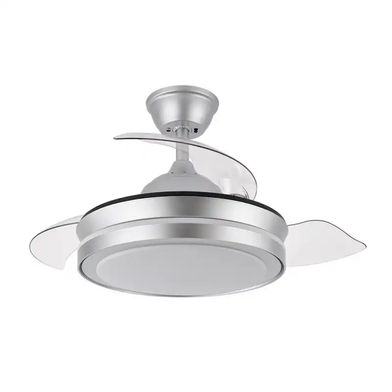 Iluminashop 334889 Ventilador de Techo LED con Mando a Distancia Y Palas Retractiles 72W Plata