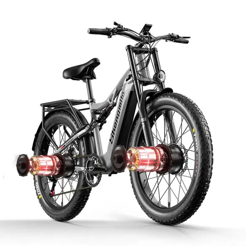 Shengmilo S600-10 Bicicleta Eléctrica de Montaña 26'' para Adultos 2000W con Motor Dual 17.5Ah 840Wh Gris