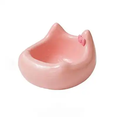 UAMLY Cuenco de cerámica para gatos - Diseño de cabeza de gato con lazo - rosa - Uamly - Comparador de precios