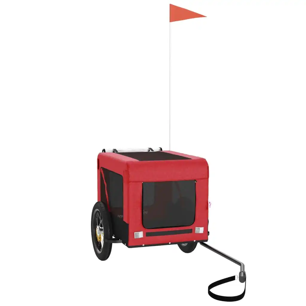 vidaXL Remolque de bicicleta para perros hierro tela Oxford rojo negro - VIDAXL - Comparador de precios