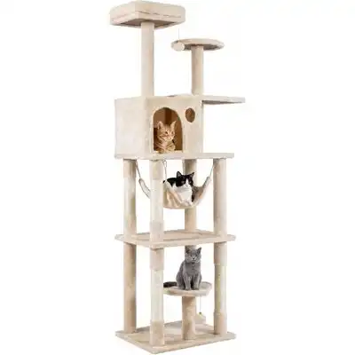 GIANTEX Árbol Rascador para Gatos 149 cm con Postes Rascadores de Sisal - 73L x 50l x 168H - Giantex - Comparador de precios