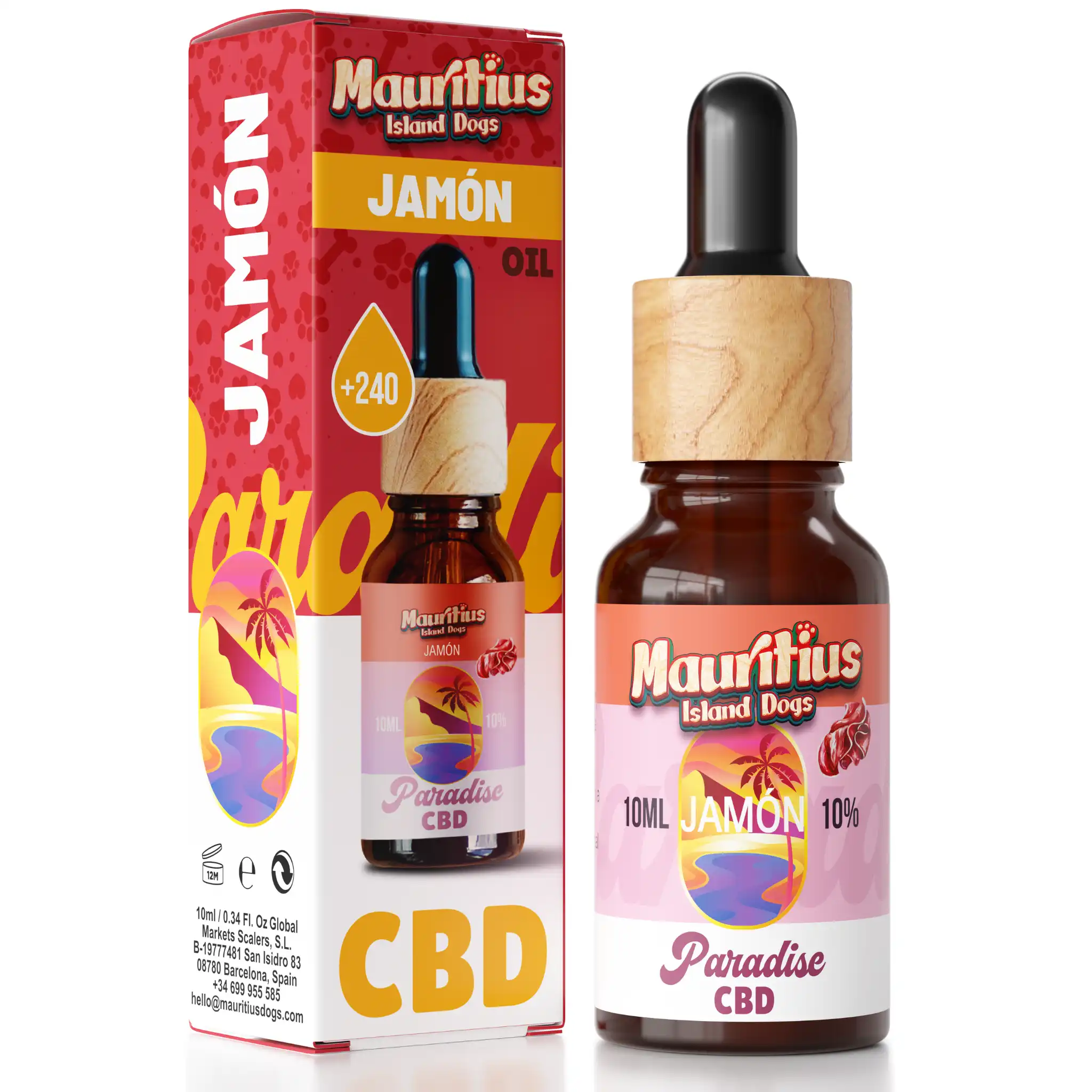 Mauritius Island Dogs Paradise Jamón Aceite 10% CBD Relajante para Perros y Gatos - 10 ml - Mauritius Island Dogs - Comparador de precios