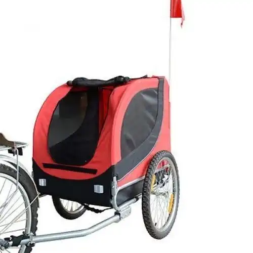 Pawhut remolque de bicicleta rojo y negro para mascotas - PawHut - Comparador de precios