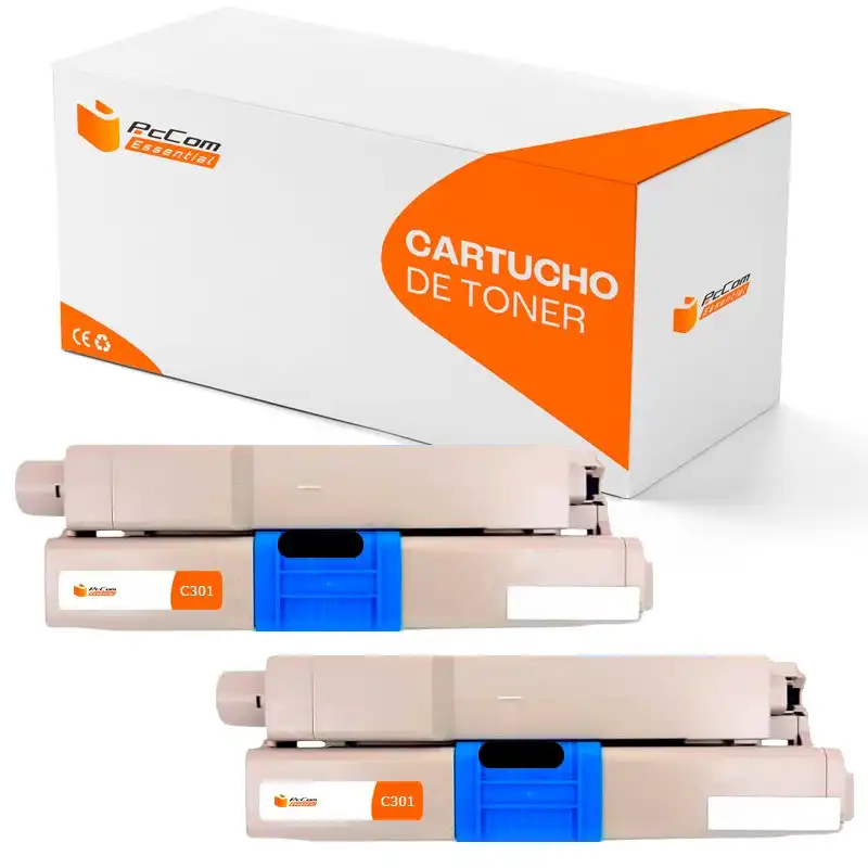 Pccom Essential Tóner Compatible con Oki C301DN/c321DN/MC342DN Negro Pack 2