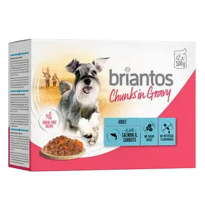 Briantos Bocaditos en salsa en bolsitas 48 x 100 g - Pack Ahorro - Salmón y zanahorias - briantos - Comparador de precios