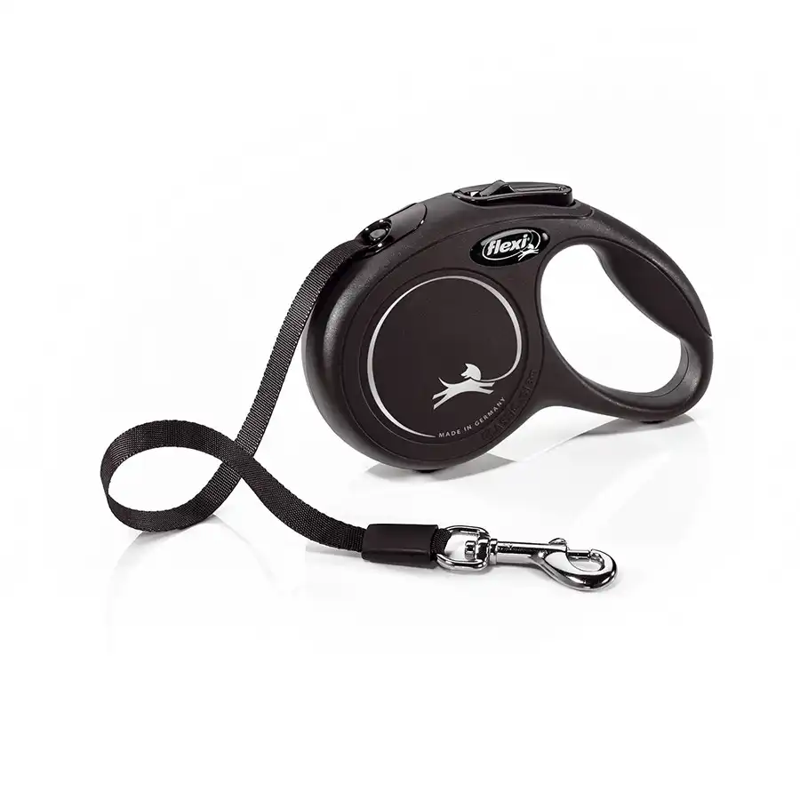 Flexi New Classic Correa Extensible Negra para perros