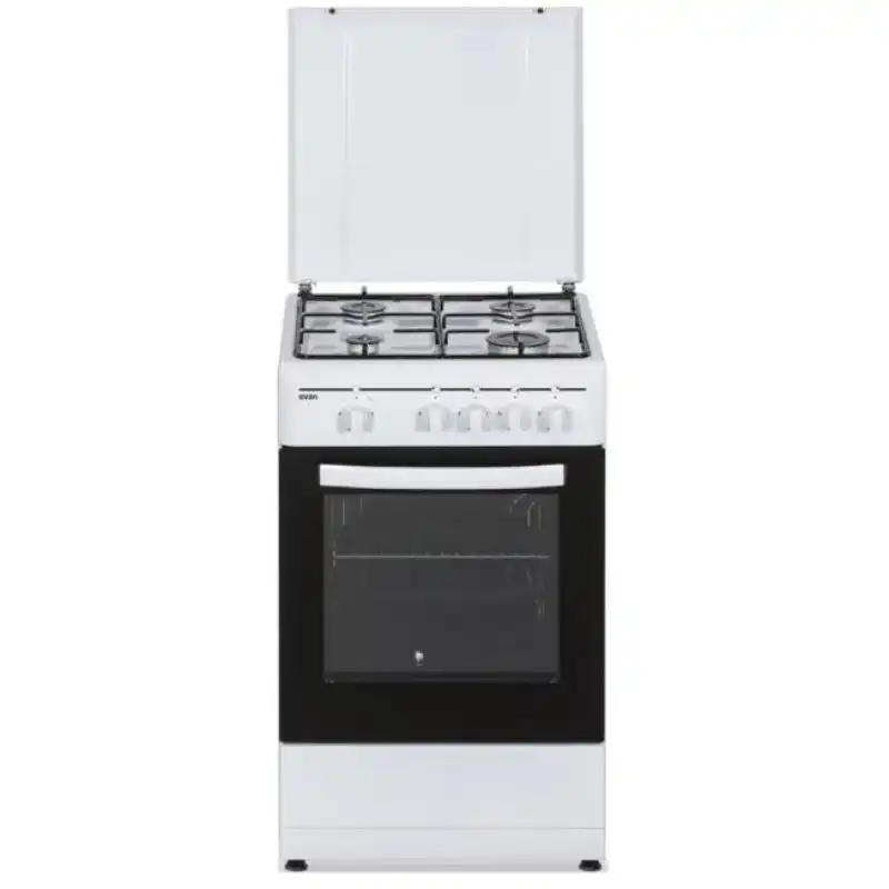 Svan SKKG4500TM Cocina de Gas con Horno 4 Zonas 55L con Tapa 50cm Blanco