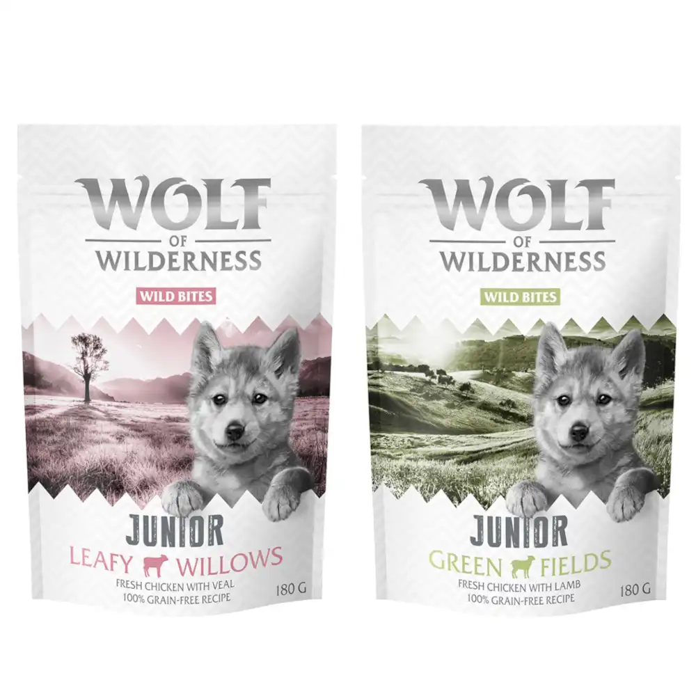 Wolf of Wilderness Wild Bites - Pack de prueba  - Pack mixto Junior 2 x 180 g: ternera y cordero - Wolf of Wilderness - Comparador de precios
