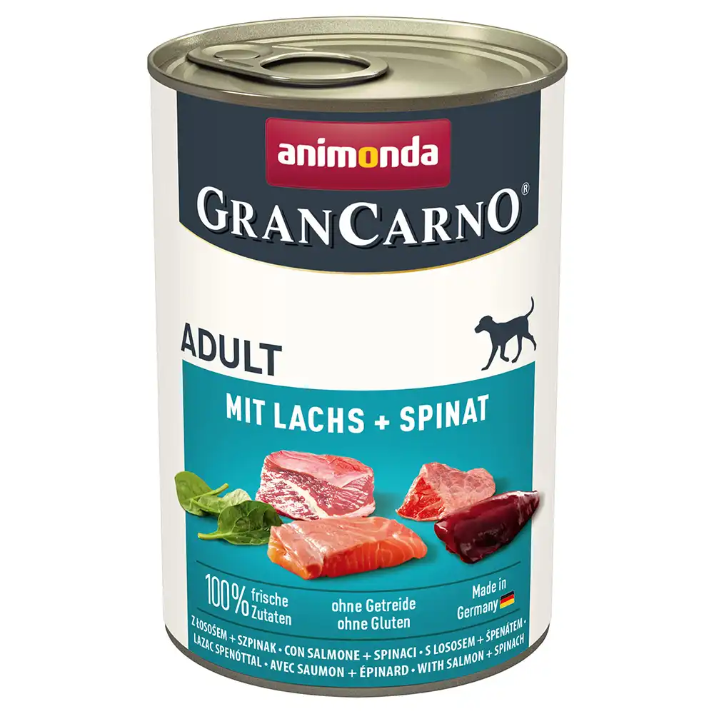 Animonda GranCarno Original Adult 24 x 400 g - Pack Ahorro - Salmón y espinacas