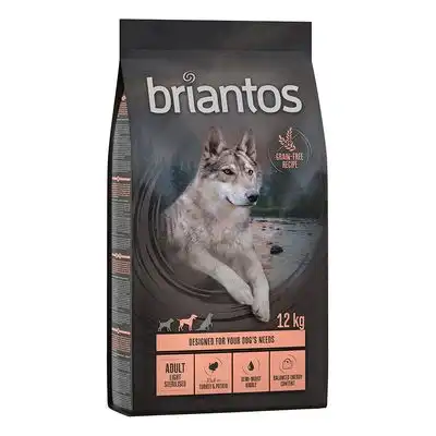 Briantos 12 kg / 14 kg pienso sin cereales para perros ¡a precio especial! - Sin cereales - Adult Light/Sterilised Pavo y patata (12 kg) - briantos - Comparador de precios