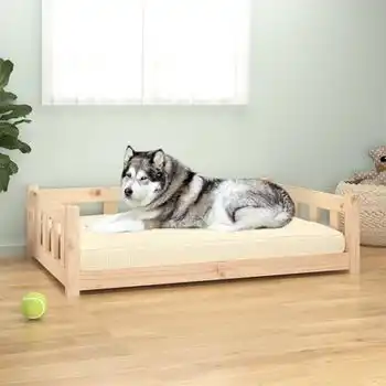 Cama Para Perros Madera Maciza De Pino 105,5x75,5x28 Cm