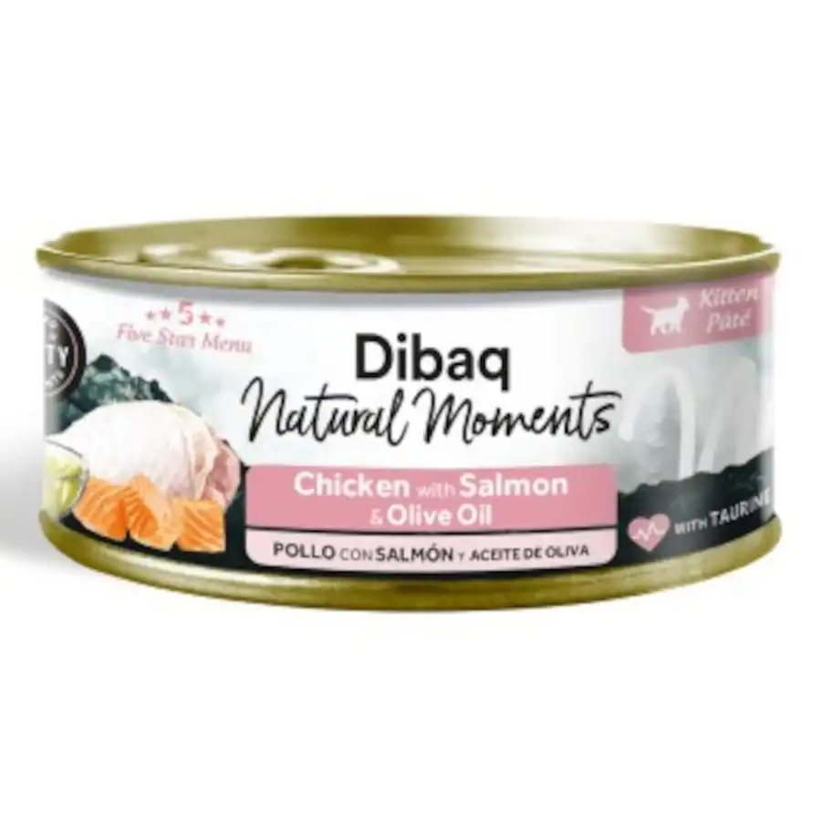 Dibaq Natural Moments Lata Pollo con Salmón para gatito - 70 g - Dibaq - Comparador de precios
