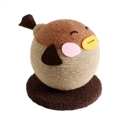 FurryFusion Pelota rascadora de sisal con forma de pez globo para gatos - Marrón - Furry Fusion - Comparador de precios