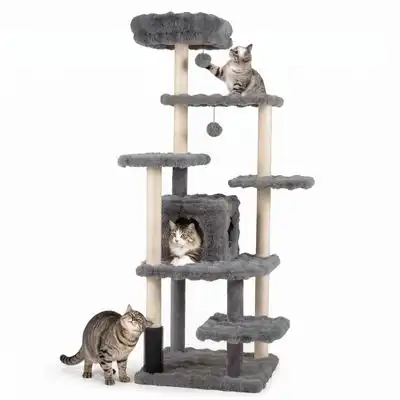 GIANTEX Árbol para Gatos de Interior, 86 x 86 x 170 cm - Gris - Giantex - Comparador de precios