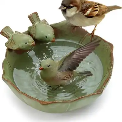 MCBOSON Baño para pájaros de cerámica de estilo retro para jardín y balcón - 1 artículo - Mcboson - Comparador de precios